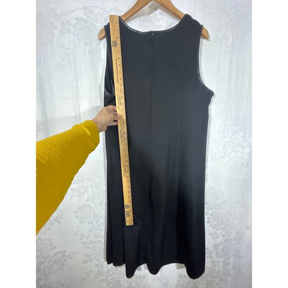 Catherines Dress 1X Black Label Midi Tank Faux Leather Trim Detain Zip - Picture 9 of 10